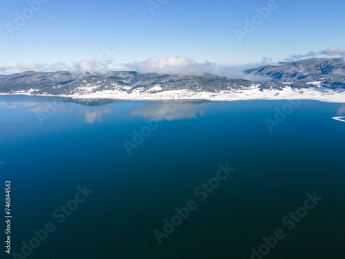 Aerial winter view of Batak Reservoir, Bulgaria © Stoyan Haytov