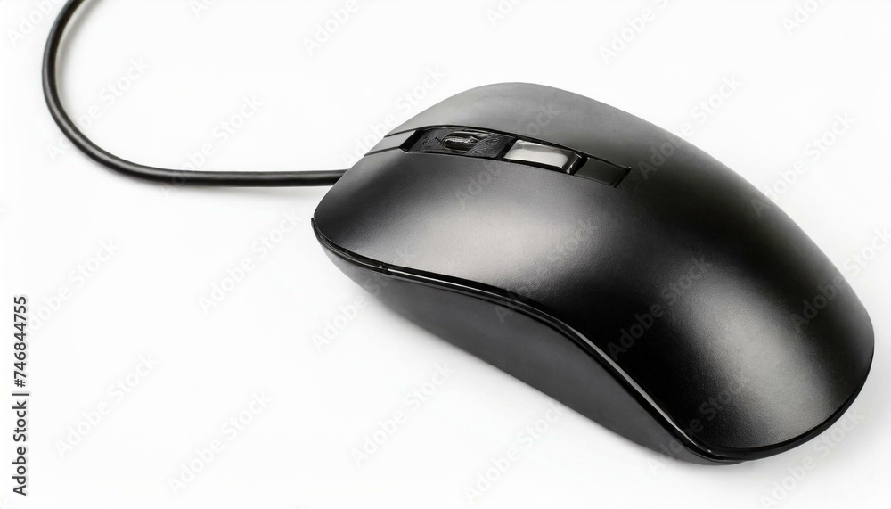 Black computer mouse isolated clipping path white background Black computer mouse isolated clipping path white background