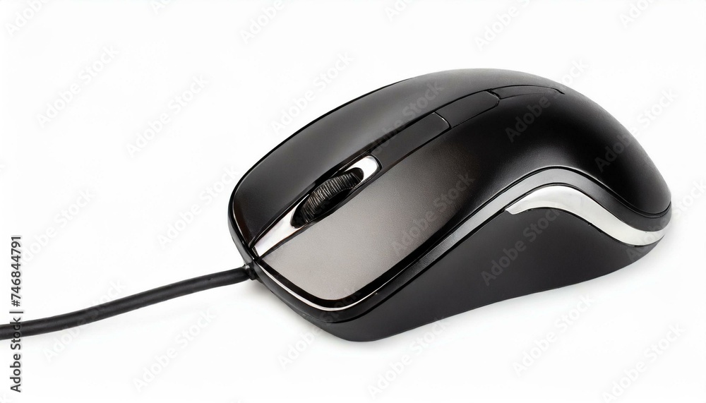 Black computer mouse isolated clipping path white background Black computer mouse isolated clipping path white background