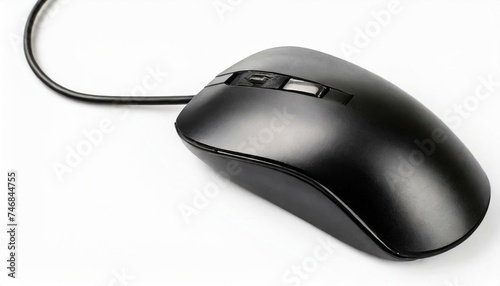 Black computer mouse isolated clipping path white background 