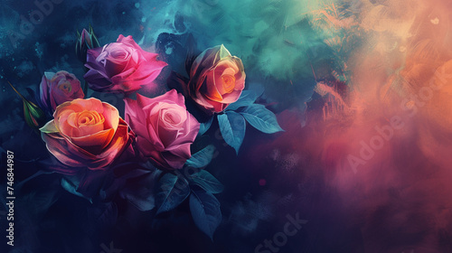 Fototapeta Naklejka Na Ścianę i Meble -  red rose on blue background