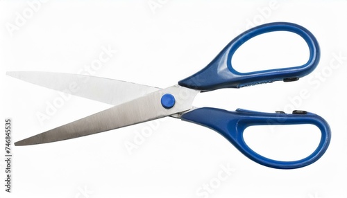 Blue scissors isolated clipping path white background