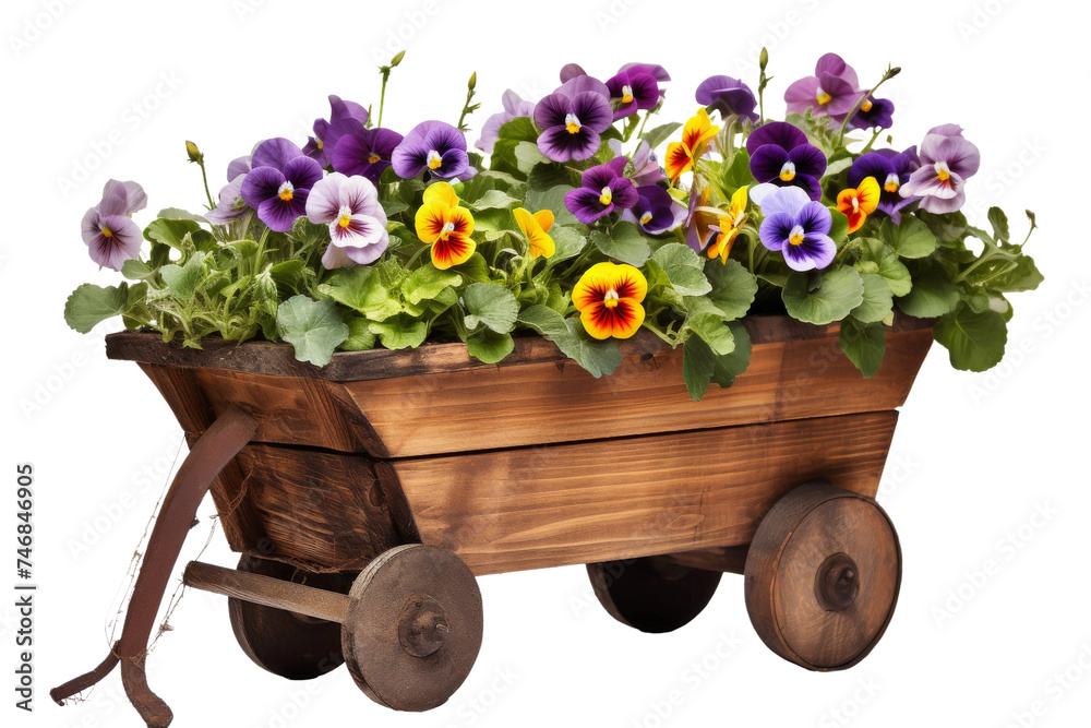 Wooden Garden Cart Isolated on Transparent Background