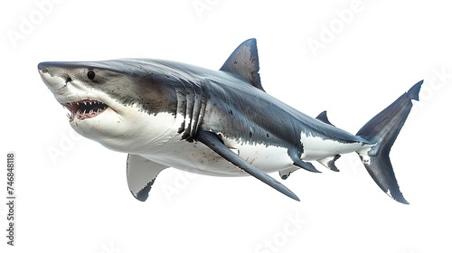 A great white shark isolated on a white background