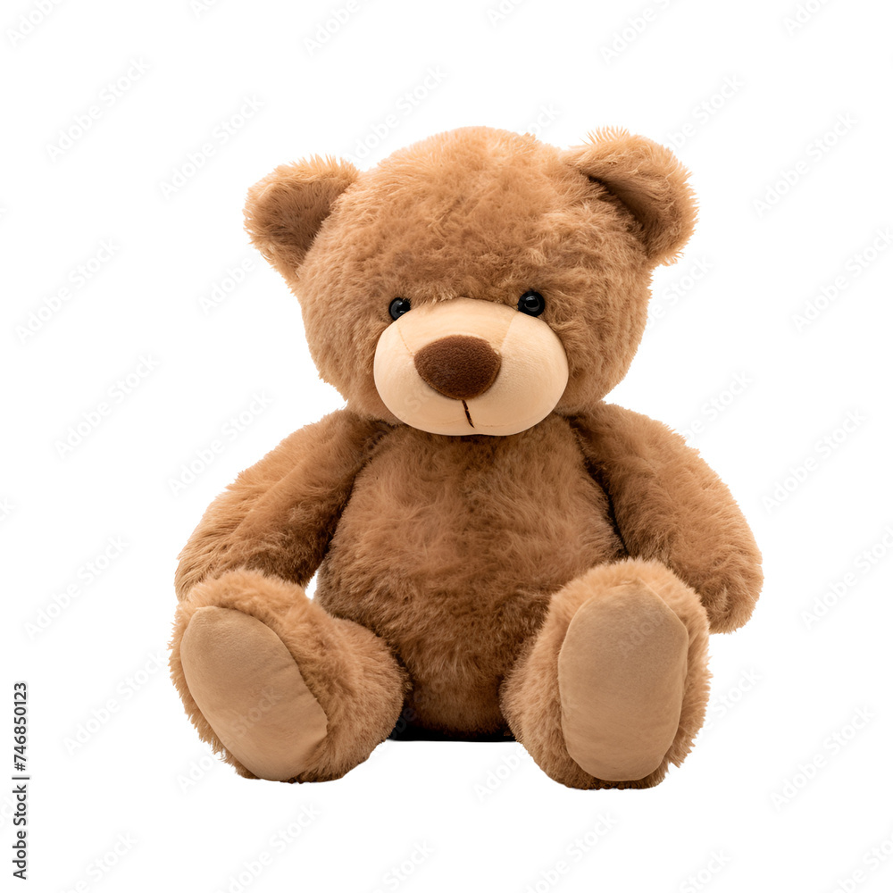 Adorable plush teddy bear: Stuffed animal plaything, Isolated on Transparent Background, PNG