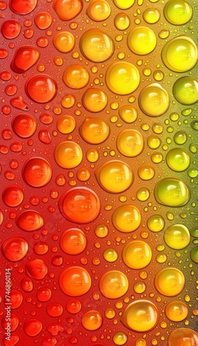 Colorful water droplets on wet surface  vibrant macro background texture for design projects