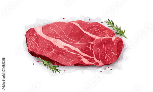 Fresh raw meat top view isolated vector style with transparent background illustration