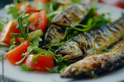 Sardine salad with fried fish