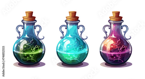 Potion in glass bottle isolated vector style on isolated background illustration