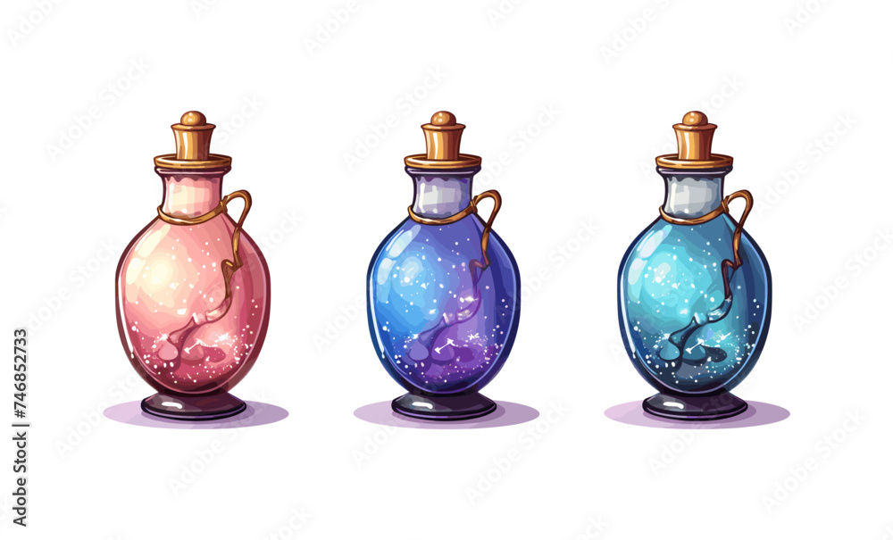 Potion in glass bottle isolated vector style on isolated background illustration Potion in glass bottle isolated vector style on isolated background illustration