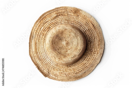 White background top view of straw sombrero