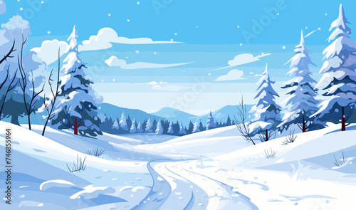 snowy landscape vector flat minimalistic isolated illustration