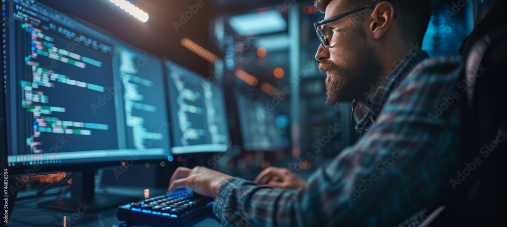 Innovative programmers creating code for cutting edge application development project Innovative programmers creating code for cutting edge application development project
