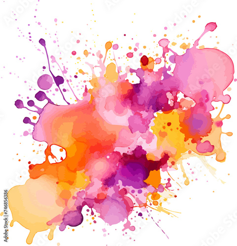 abstract watercolor stain on a transparent background	orange purple yellow