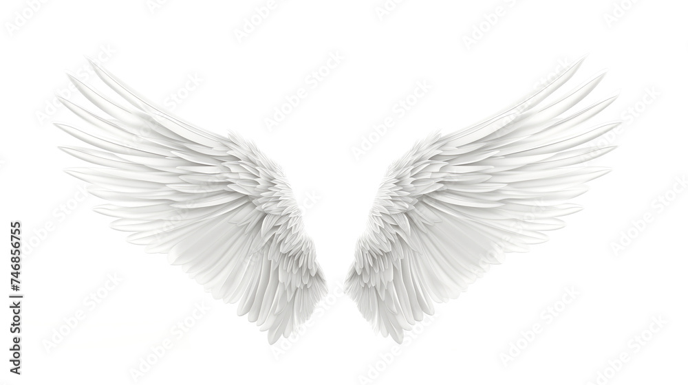 Obraz premium Ethereal White Angel Wings Isolated on White Background