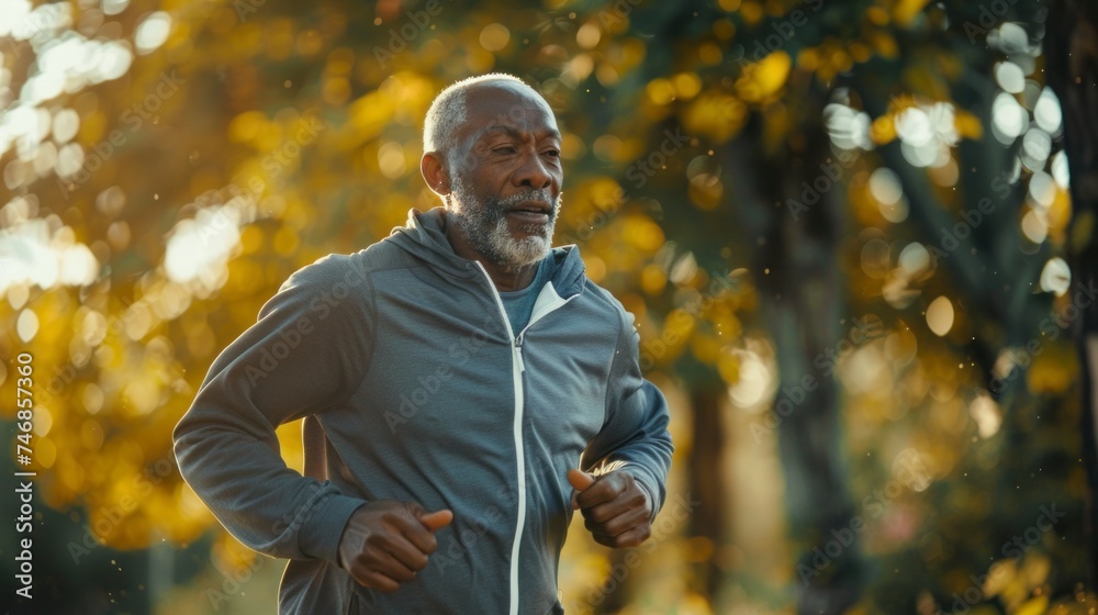 Obraz premium old man with sports clothing doing sports in a park in high resolution and high quality. elderly sports concept