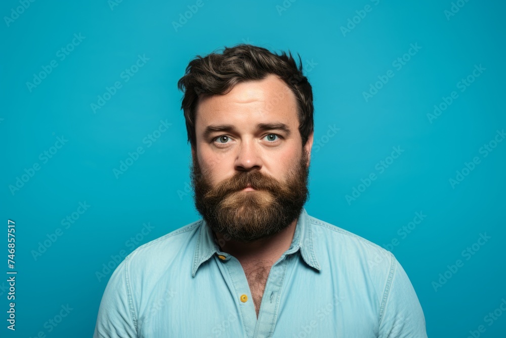 Portrait of a handsome man with a beard on a blue background Portrait of a handsome man with a beard on a blue background