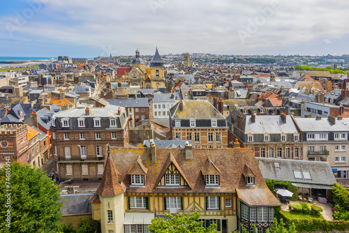 Wonderful panoramic view of Dieppe town, the fishing port on the English Channel, at the mouth of Arques river. Dieppe, Normandy, France. © dbrnjhrj