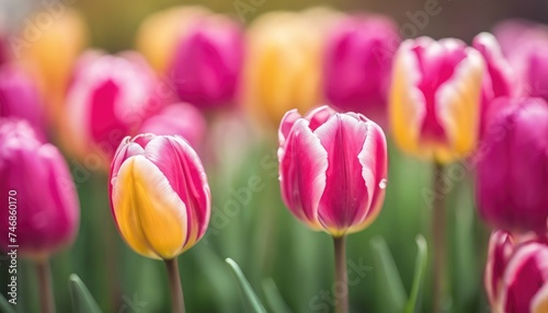 Vibrant tulip garden in full bloom