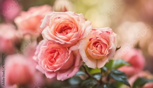 Pastel pink roses in bloom