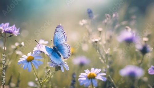Serene butterfly on spring blossoms