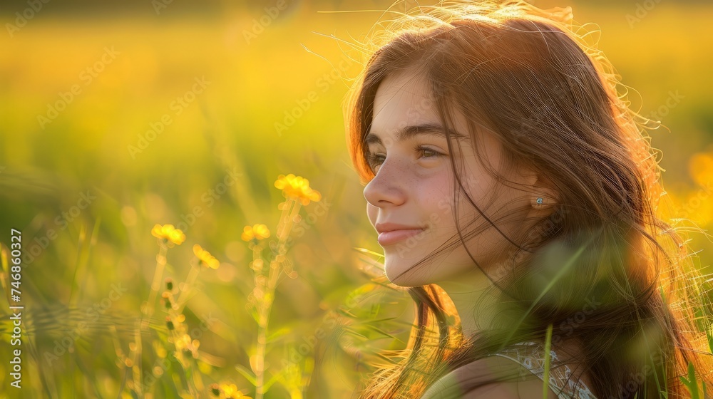 Outdoors portrait of beautiful young brunette girl