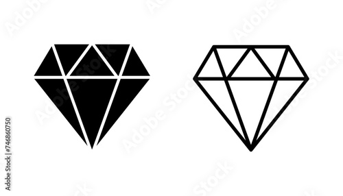 Diamond icon set. diamond gems vector icon.