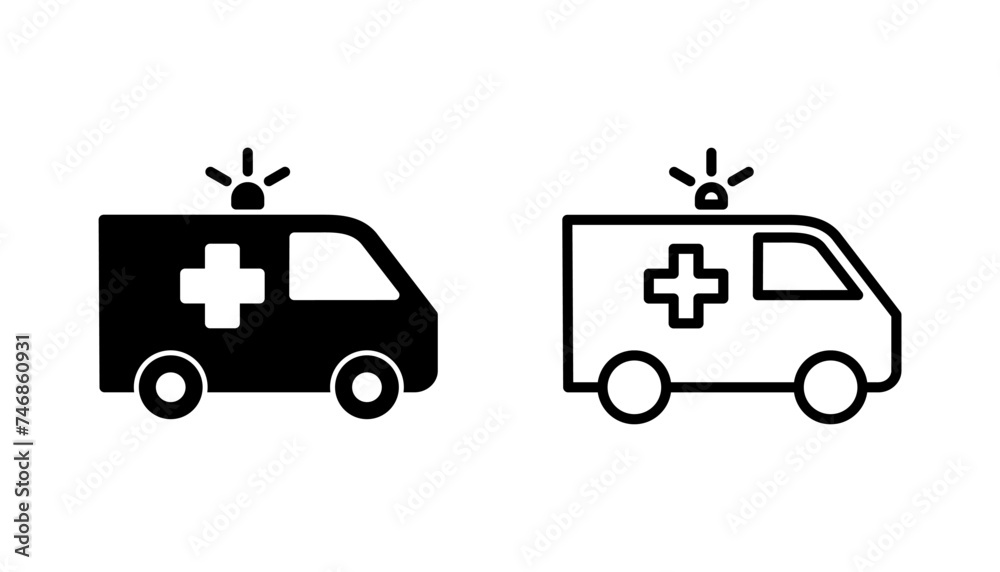 Ambulance icon set. ambulance truck icon vector. ambulance car