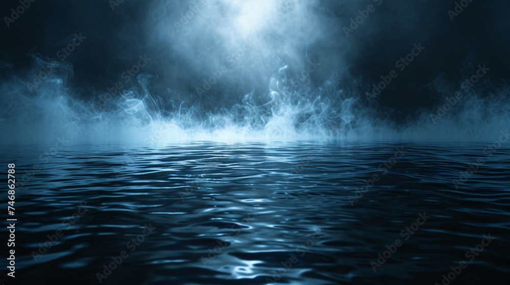 Water Reflection Smoky Dark Blue Background.