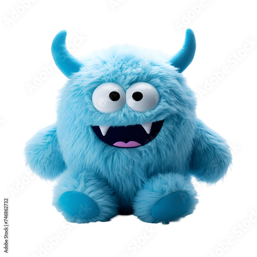 Lovely Padded Azure Monster Plush Toy, Isolated on Transparent Background, PNG
