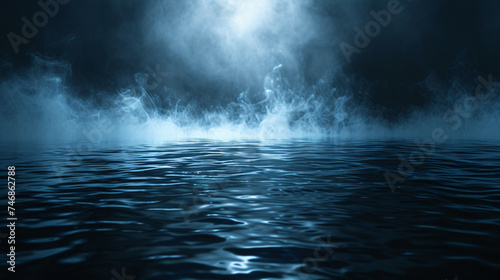 Water Reflection Smoky Dark Blue Background.