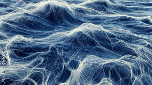 Serene Ocean Waves Illustration: Calming Blue Ripples on Gradient Background