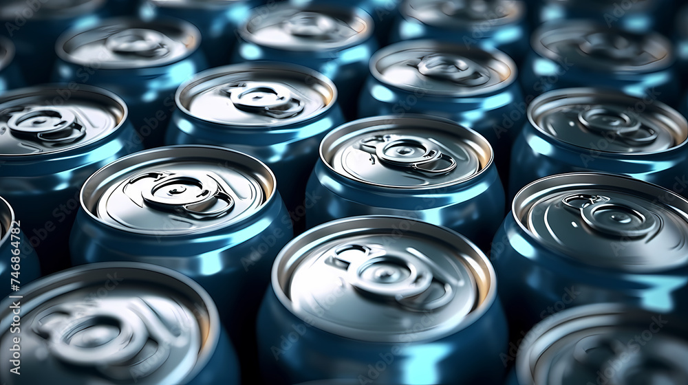 Horizontal shot of carbonated drink cans on light background, mockup template Horizontal shot of carbonated drink cans on light background, mockup template