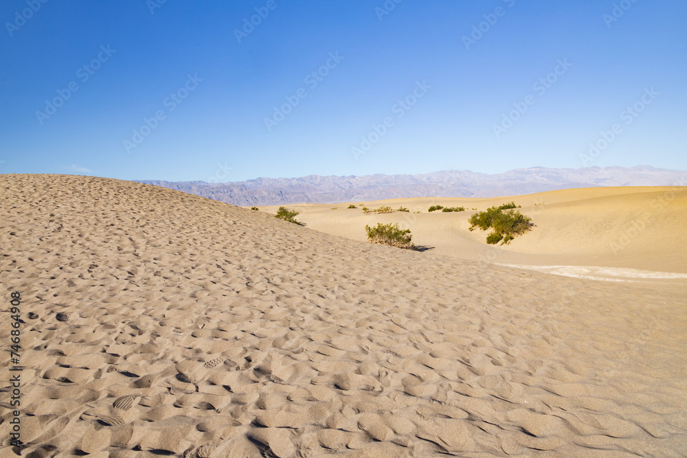 Footprints in the sand at Mesquite Flat Sand Dunes, Death Valley National Park, California