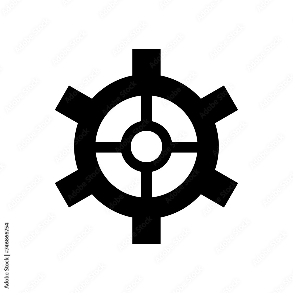 Fototapeta premium Black Transmission cog wheels and machine gearings icon