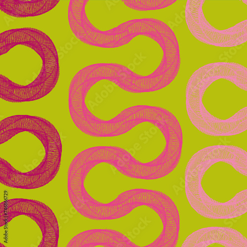 Ilustración geométrica para fondo de pantalla de figura curva repetitiva en degradado de tonos rosados photo