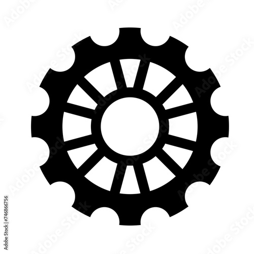 Black Transmission cog wheels and machine gearings icon