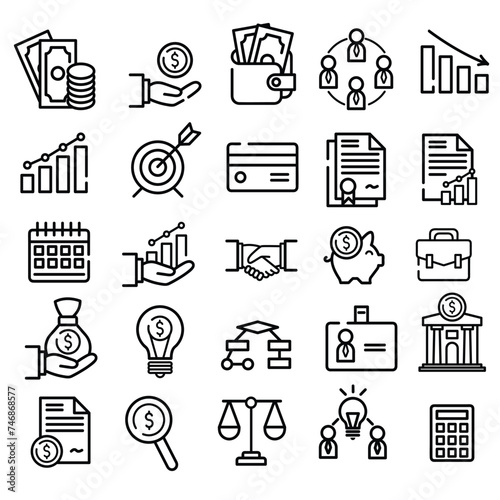 business icons set. business finance icons set. 
