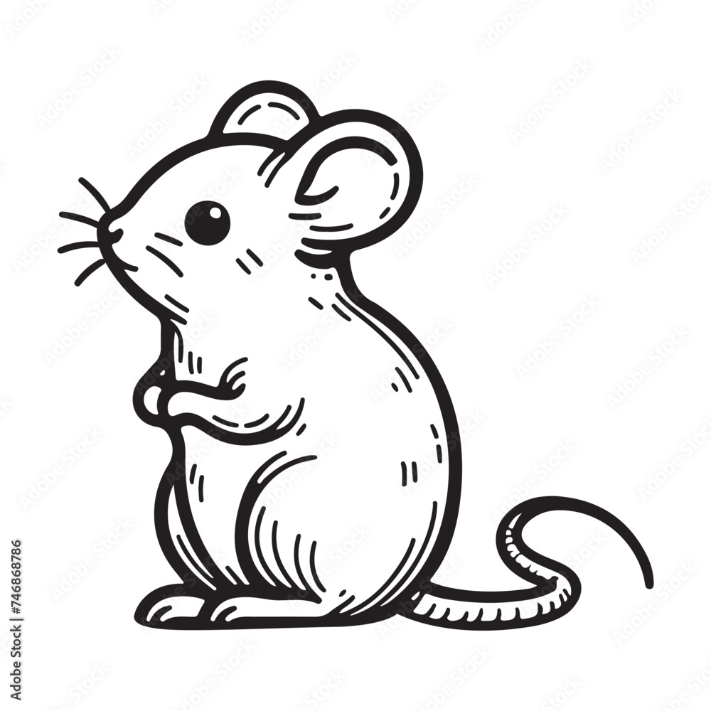 Line art of mouse cartoon standing vector