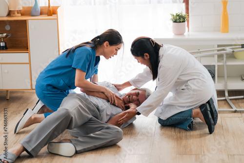 senior patient falling on t...