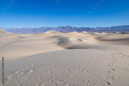 Footprints in the sand at the Mesquite Flat Sand Dunes, Death Valley National Park, California