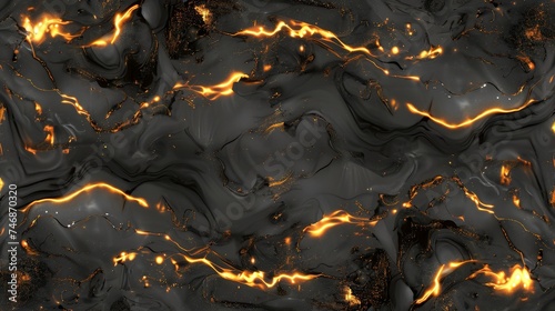 Abstract Black Marble Texture with Golden Veins, Luxury Background, Elegant Stone Surface Design, Digital Illustration