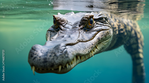 Majestic Alligator in Natural Habitat - Powerful Intensity Captured in Tranquil Wilderness