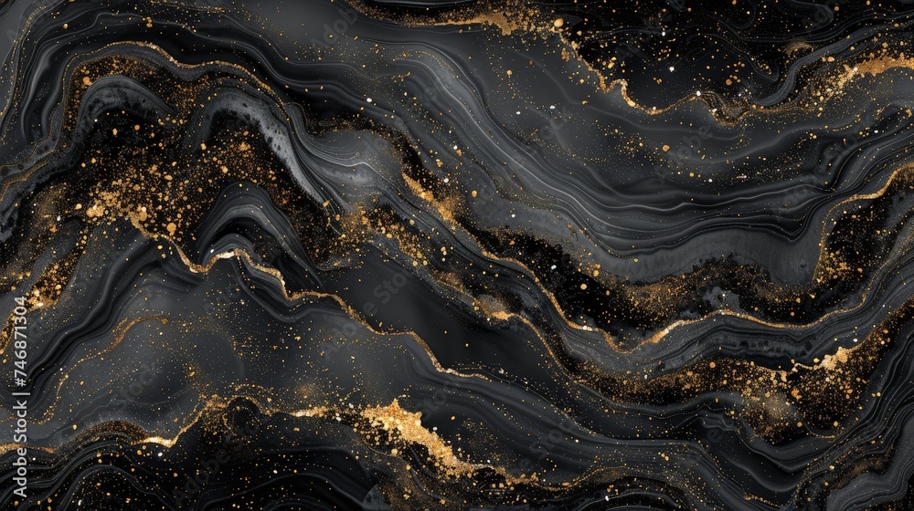 Luxury Black Marble Texture with Golden Veins, Abstract Artistic ...