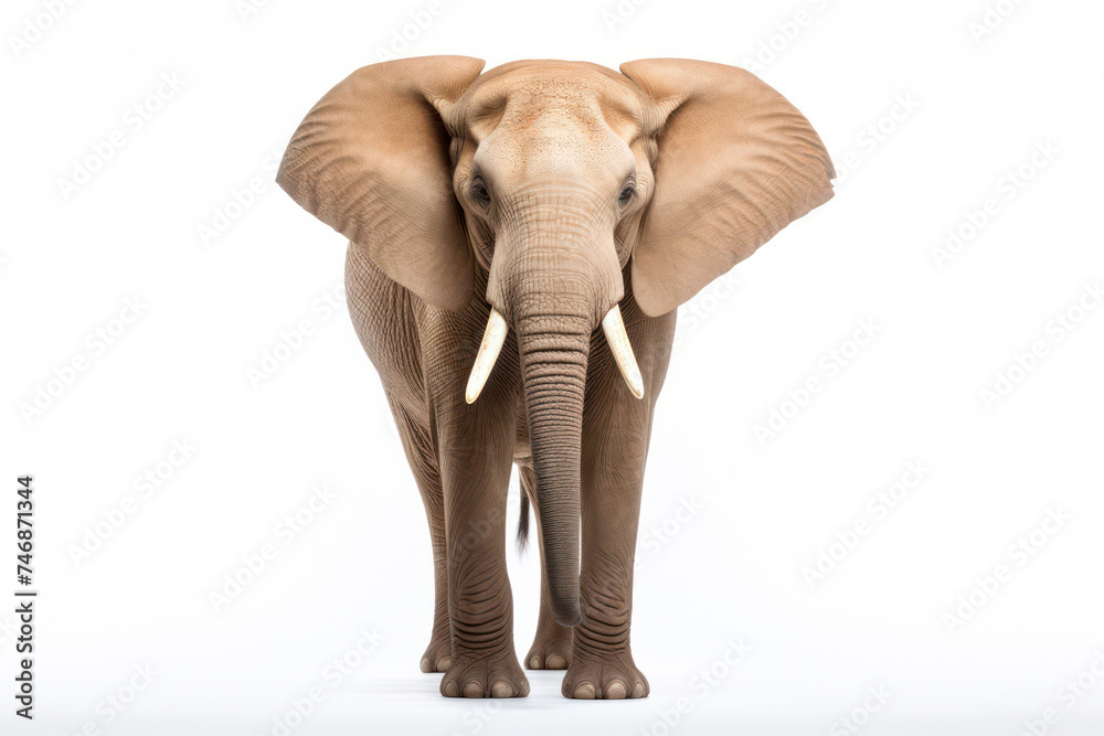 Obraz premium Powerful Presence: Majestic Elephant's Strong Trunk and Enormous Ivory Tusks Standing Tall in the African Wilderness
