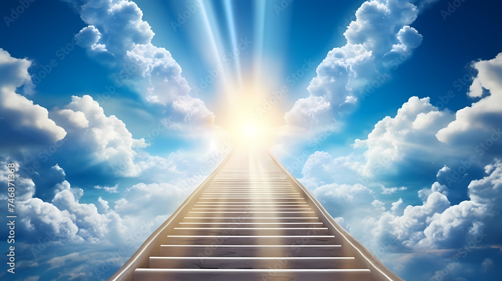 Ladder on sky background meaning success