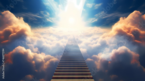 Ladder on sky background meaning success © xuan