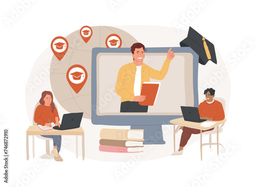 Global online education isolated concept vector illustration. E-learning tools, internet training webinar, digital course, remote education, individual learning plan, access vector concept.