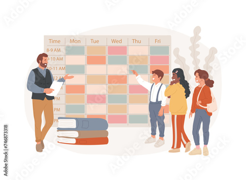 School curriculum isolated concept vector illustration. Homeschooling program, K-12 school subjects, education, teaching plan, curriculum overview, academic course content vector concept.