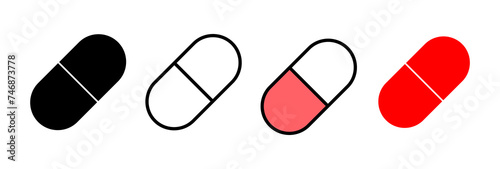 Pills icon vector illustration. capsule icon. Drug sign and symbol